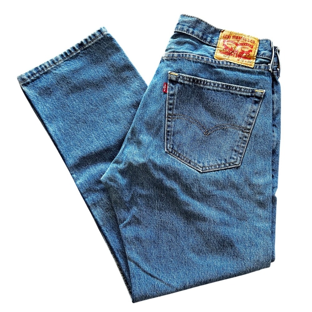 Levis Mens 505 Regular Fit Straight Leg Jeans W36 L30 Medium Wash Blue Denim